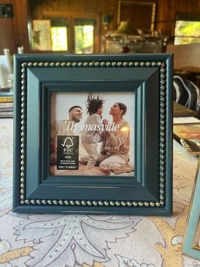 Teal Beaded Square Photo Frame - 4x4